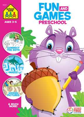 School Zone - Fun and Games Preschool Activity Workbook - 320 Pages, Ages 3 and Up, Colors, Shapes, Alphabet, Numbers, and More (School Zone Big Workbook Series)