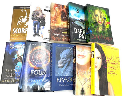 10 Young Adult fiction book lot of paperback and hardcover chapter books - GOOD